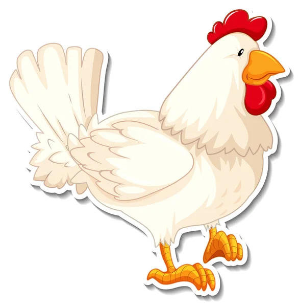 Csirke Állat Farm Állat Rajzfilm Matrica Illusztráció — Stock Vector