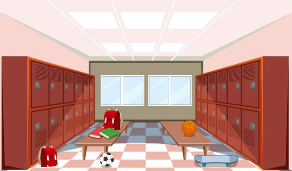 Interior School Locker Scene Illustration — стоковый вектор