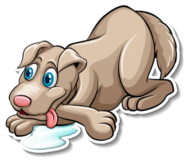 Eine Sticker Vorlage Für Die Illustration Von Hund Zeichentrickfiguren — Stockvektor