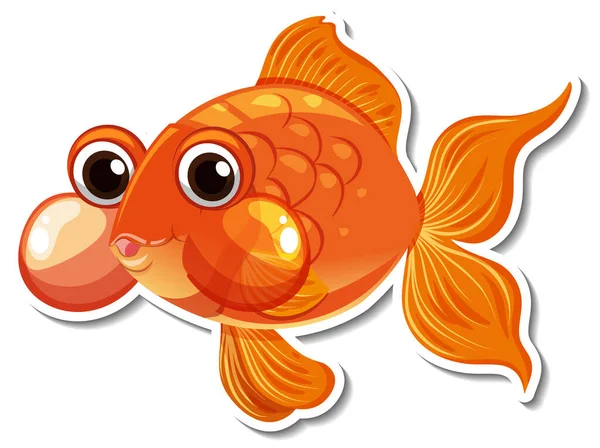 Goldfisch Animal Cartoon Sticker Illustration — Stockvektor