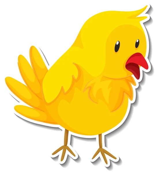 Little Yellow Bird Cartoon Sticker Illustration — стоковый вектор