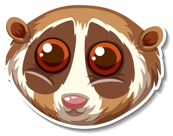 Head Slow Loris Animal Cartoon Sticker Illustration — Vetor de Stock