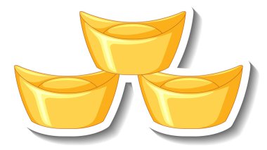 Çin altın renkli karikatür çıkartması.