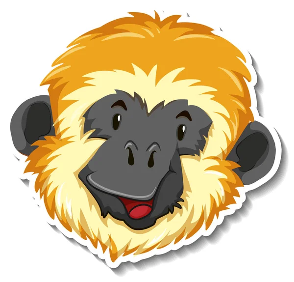 Head Gibbon Animal Cartoon Sticker Illustration — Stock Vector