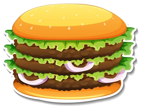 Megabite Hamburger Cartoon Style Illustration — Stockvektor