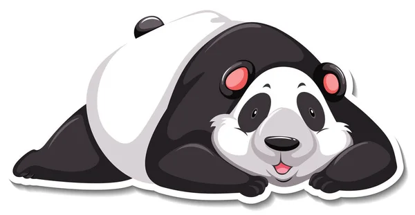 Panda Beer Liegen Cartoon Karakter Sticker Illustratie — Stockvector