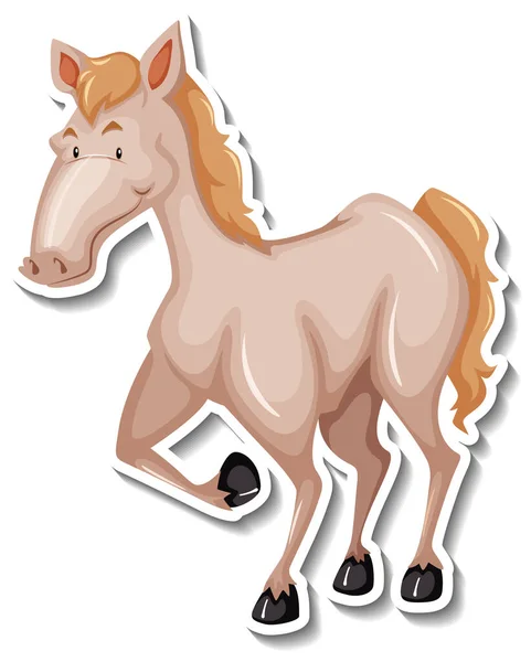 Ein Pferd Animal Cartoon Sticker Illustration — Stockvektor