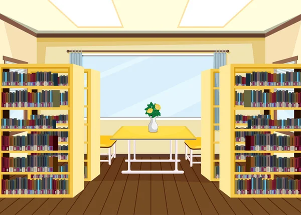 Design Intérieur Bibliothèque Scolaire Illustration — Image vectorielle