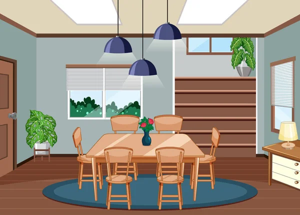 Interior Dining Room Decorations Illustration — Stockvektor