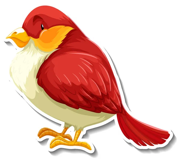 Pequeno Pássaro Vermelho Animal Desenho Animado Etiqueta Ilustração — Vetor de Stock