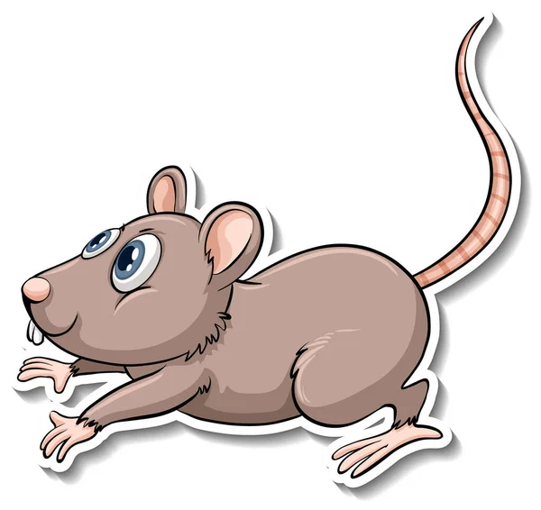 Animal Rato Desenho Animado Etiqueta Ilustração — Vetor de Stock