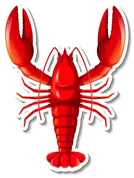 Ilustrasi Stiker Kartun Lobster Merah - Stok Vektor