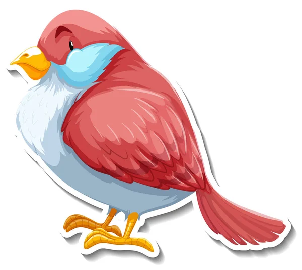 Mignon Oiseau Rose Dessin Animé Animal Autocollant Illustration — Image vectorielle