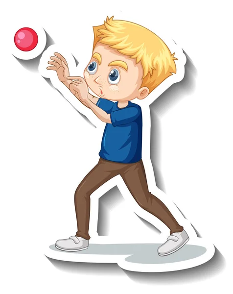Boy Throwing Ball Cartoon Character Illustration — Vetor de Stock