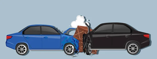 Dos Coches Accidente Estrellarse Ilustración — Archivo Imágenes Vectoriales