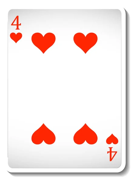 Carte Jouer Four Hearts Illustration Isolée — Image vectorielle