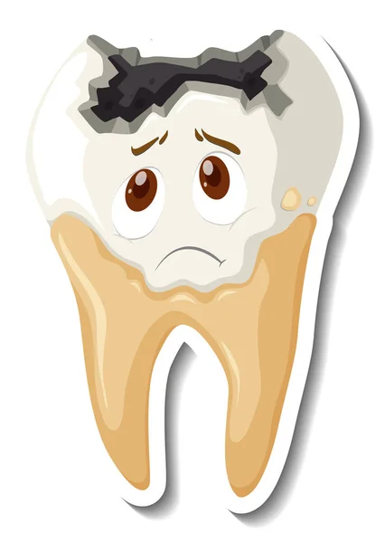 Caries Dental Con Cara Triste Ilustración — Vector de stock