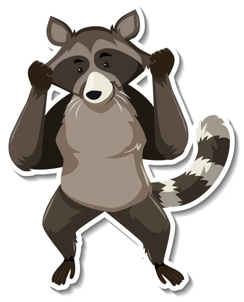 浣熊舞动的动物漫画贴画 — 图库矢量图片
