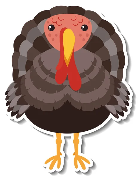 Chubby Turkey Chicken Animal Cartoon Sticker Illustration — Image vectorielle