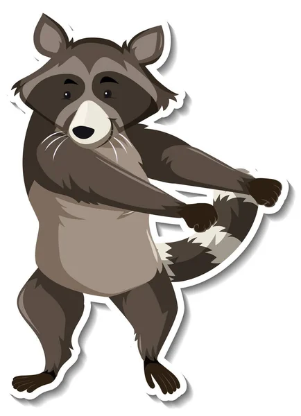 Raccoon Dancing Animal Cartoon Sticker Illustration — Stock Vector