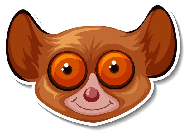 Head Mouse Lemur Animal Cartoon Sticker Illustration — 图库矢量图片