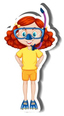 Şnorkel maskesi takan tatlı bir kız.