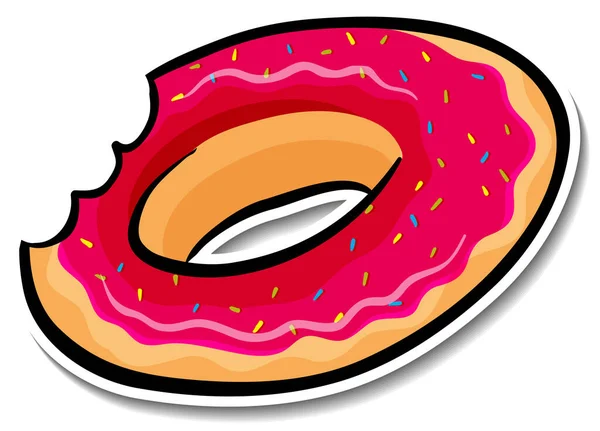 Strawberry Donut Cartoon Style Illustration — стоковый вектор