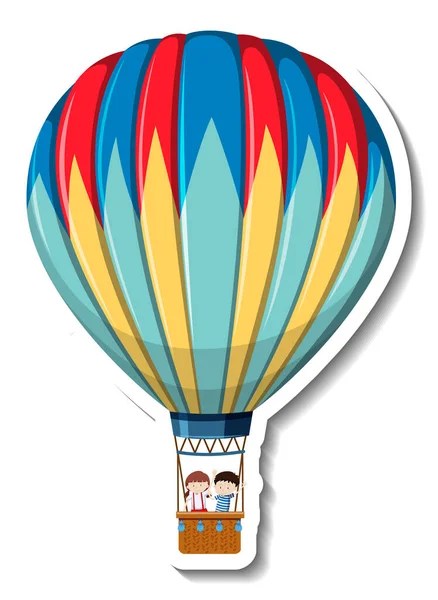 Hot Air Balón Kreslený Nálepka Ilustrace — Stockový vektor