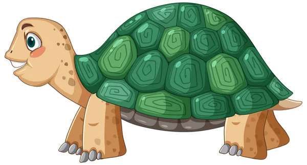 Side View Turtle Green Shell Cartoon Style Illustration — vektorikuva