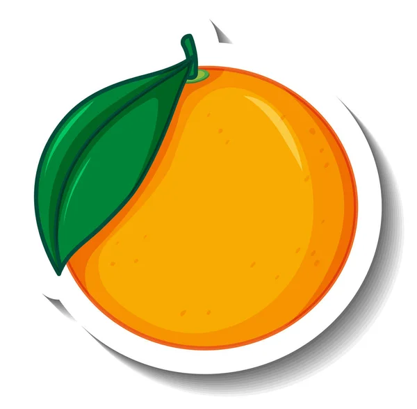 Oranye Terisolasi Dengan Daun Dalam Gambar Gaya Kartun - Stok Vektor