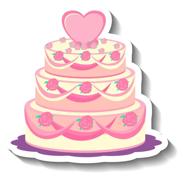 Sweet Wedding Cake Cartoon Style Illustration — Stock Vector