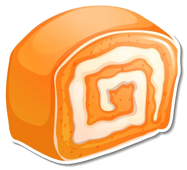 Orange Sponge Cake Roll Cartoon Style Illustration — стоковый вектор