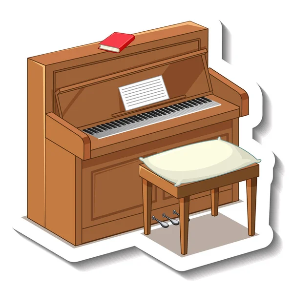 Wooden Vintage Piano White Background Illustration — Vettoriale Stock