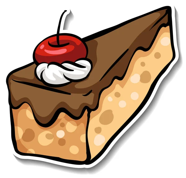 Piece Chocolate Cake Cherry Top Illustration — Stockvektor