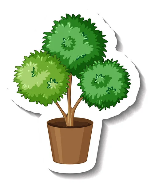 Bush Tree Pot Cartoon Style Illustration — стоковый вектор