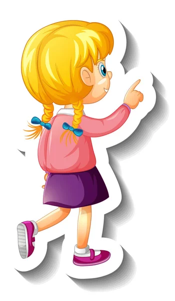 ブロンドの髪の女の子の漫画のキャラクターイラストの後ろ — ストックベクタ