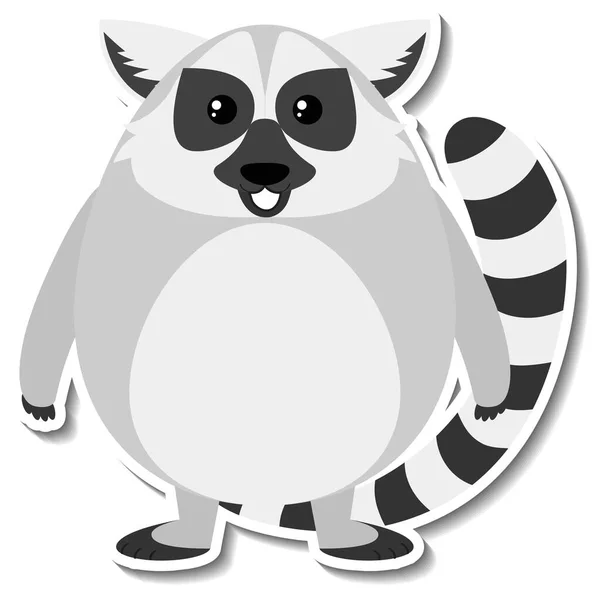 Buclatý Lemur Zvíře Kreslené Nálepky Ilustrace — Stockový vektor