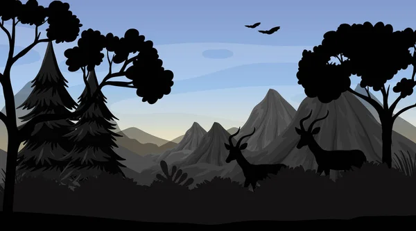 Illustration Fond Paysage Forêt Silhouette — Image vectorielle