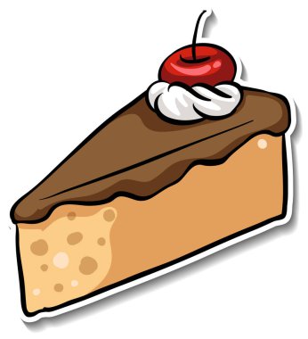 Üzerinde kiraz olan bir parça çikolatalı pasta.