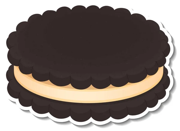 Zwarte Koekjes Sandwich Met Room Cartoon Stijl Illustratie — Stockvector