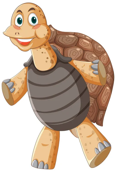 Tortoise Brown Shell Cartoon Character Illustration — ストックベクタ