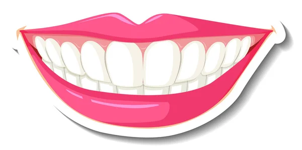 白い背景のイラストの歯を持つ唇 — ストックベクタ