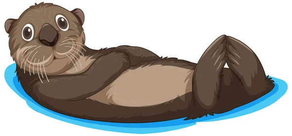 Cute Otter Floating Cartoon Style Illustration — Stock Vector