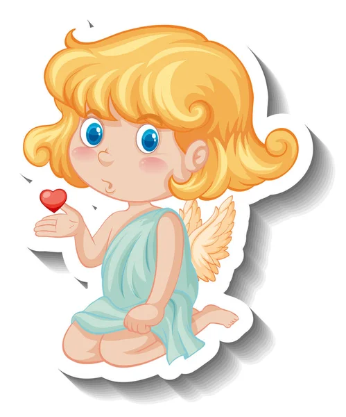 Little Cupid Girl Cartoon Character Illustration — Stock Vector