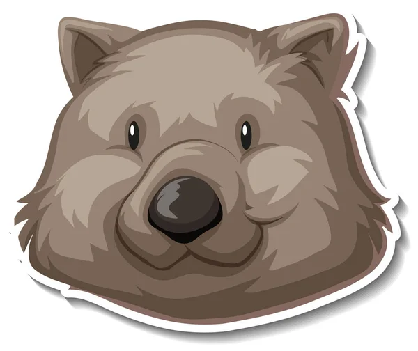 Cabeça Wombat Animal Desenho Animado Etiqueta Ilustração — Vetor de Stock