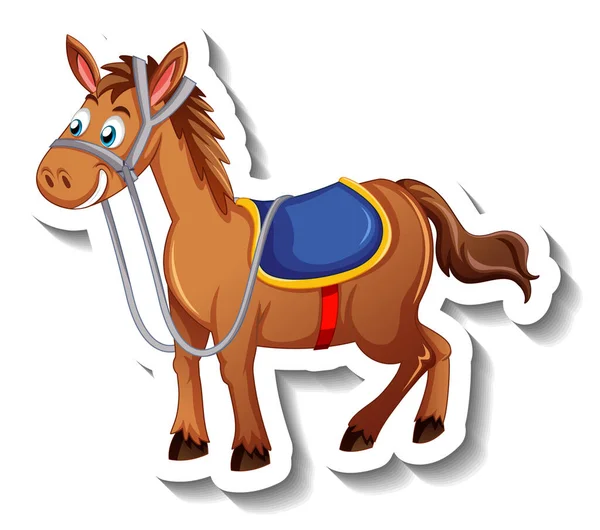 Kuda Dengan Gambar Karakter Kartun Sadel - Stok Vektor