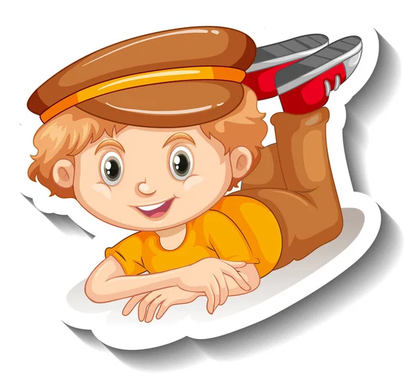 Blonde Hair Boy Cartoon Character Sticker Illustration — Stockvector