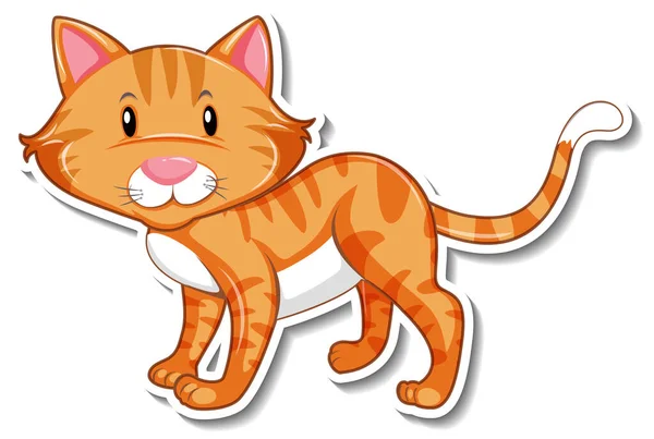 Een Sticker Sjabloon Van Kat Cartoon Karakter Illustratie — Stockvector