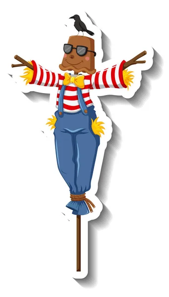 Scarecrow Dressed Clown Cartoon Style Illustration — Stock Vector