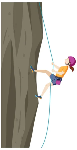 Gente Haciendo Escalada Roca Aire Libre Sobre Fondo Blanco Ilustración — Vector de stock